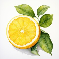 watercolor lemon isolated on white . ai generated - obrazy, fototapety, plakaty