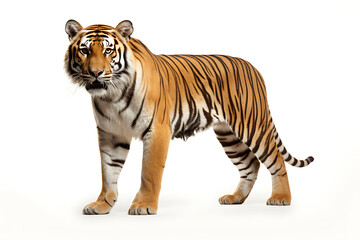 Obraz premium Tiger, isolated on white background. Tiger is staring at prey.