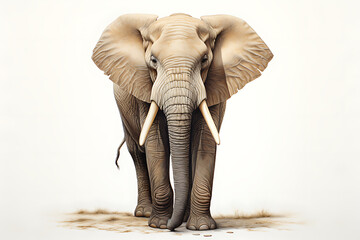 African elephant isolated on white - obrazy, fototapety, plakaty