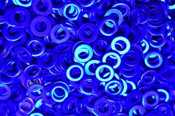 shims Washers background metal hardware colorfull shiny blue