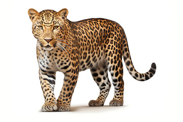 Tiger, isolated on white background. Tiger is staring at prey.