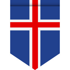 Obraz premium Iceland flag or pennant isolated on white background. Pennant flag icon.