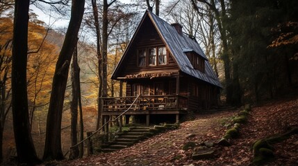 Wooden cabin in the woods at Tara mountain