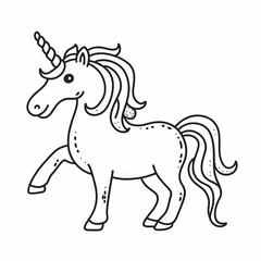 Naklejka na ściany i meble Hand drawn unicorn outline illustration
