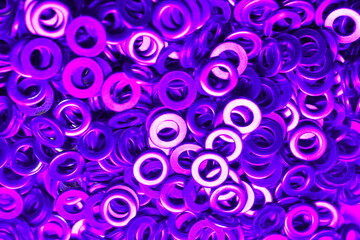 shims Washers background metal hardware colorfull shiny purple