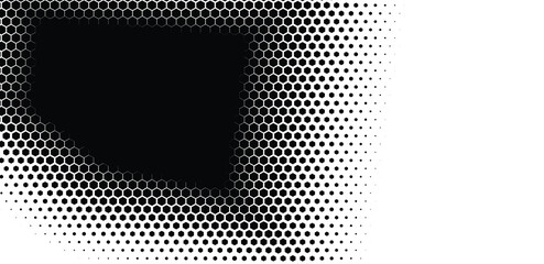 Black hexagon and white background