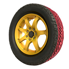 Obraz premium Off road racing wheel isolated on transparent background