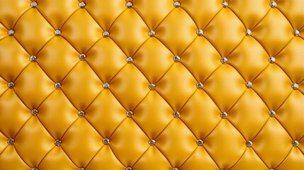 Fototapeta premium yellow Buttoned luxury leather pattern with diamonds and gemstones. Useful as luxury pattern