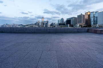 Fototapeta na wymiar hong kong city skyline with empty square