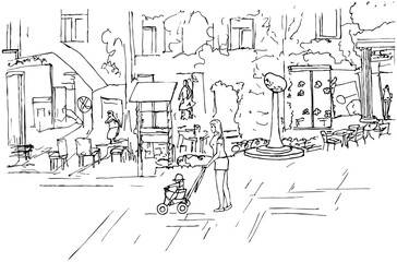 Obraz premium Tree of Love - a beautiful monument in the city garden. Mom walks with children, Odesa, Ukraine