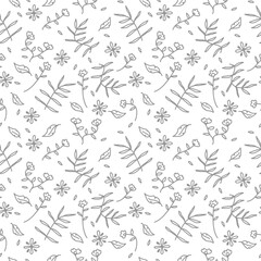floral seamless pattern background. Doodle Leaves seamless pattern. nature seamless pattern. fabric. seamless pattern with flowers and leaves.