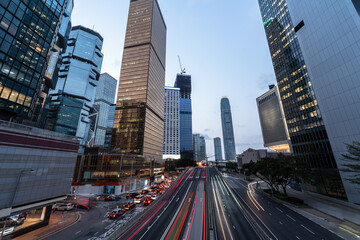 Fototapeta na wymiar busy traffic road in hong kong china