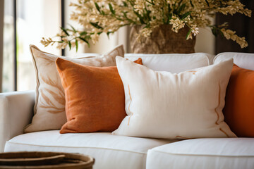 Pillow on sofa decoration in living room interior Vintage