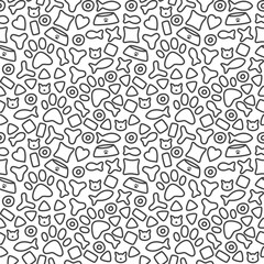 Fototapeta na wymiar doodle pet food seamless pattern. vector doodle of pet food seamless pattern background. packaging pattern of pets food. kitten food pattern background.