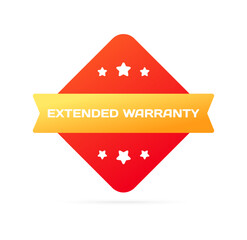 Extended warranty sign. Flat, yellow-red, star icons, extended warranty icon. Vector icon