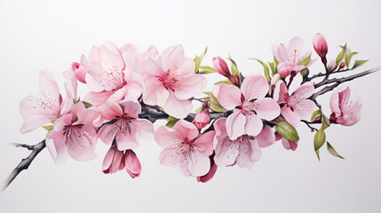 A watercolor painting of pink flowers