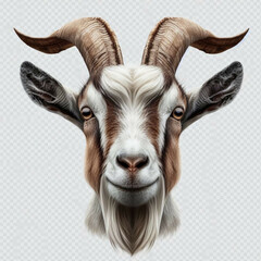 Horned Ram Sheep Portrait on Isolated Background PNG