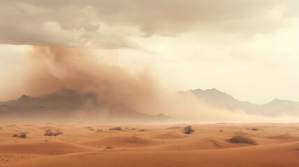Fototapeta na wymiar Desert Dust Storm Across the Desert