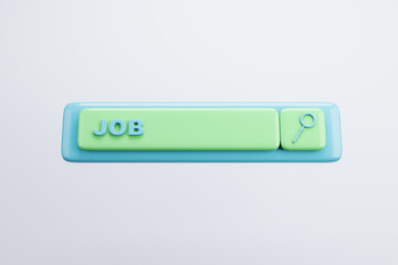 Job search bar with a loupe icon, utilizing a blue and green color scheme. Employment concept. 3D Rendering