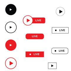 Live streaming set icons Play button icon vector
