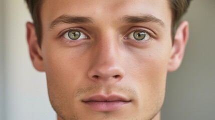 Fototapeta premium Intensely close shot capturing the man's eyes meeting the camera.