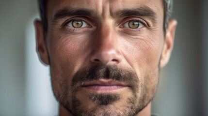Obraz premium A detailed portrayal of the man's eyes locked onto the camera.