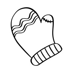 Christmas glove doodle. Vector illustration on a white background