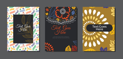 Fototapeta na wymiar Greeting and invitations Card Set. Unique and creative universal artistic templates. for flyer, poster, invitation, cover, banner, placard, brochure and other Purpose.