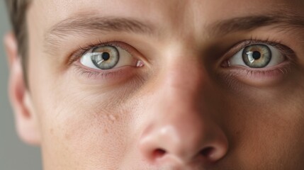 Fototapeta premium Extreme close-up highlighting the man's focused expression.