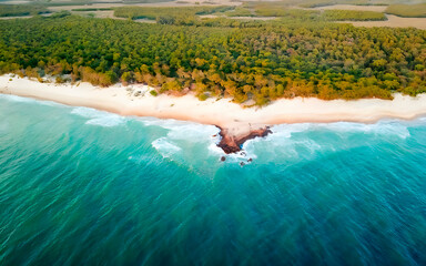 aerial view of island beach