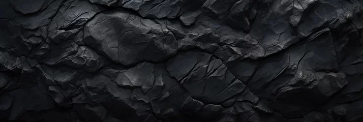 Foto op Canvas dark black rock texture wallpaper with light reflection background © David Kreuzberg