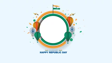 Fotobehang Tricolor poster template design of Republic day of india. 26 january celebration background. © New concept & ideas