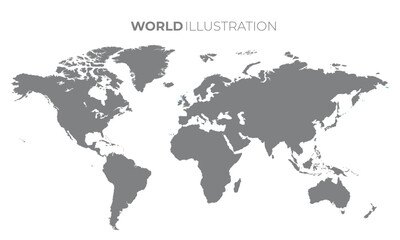Map of the world. World map, highlighted in World map, White background. Perfect for Business concepts, backgrounds, backdrop, chart, label, sticker, banner, and wallpapers.
