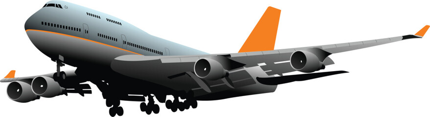 Passenger airplane. On the air. Vector illustration