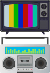 illustration of retro TV and boombox
