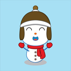 cute snowman vector design illustration line art. Suitable for t-shirt, mug, sticker, etc. Eps 10