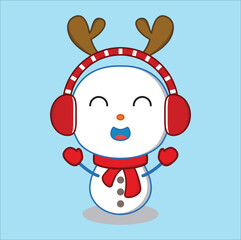 cute snowman vector design illustration line art. Suitable for t-shirt, mug, sticker, etc. Eps 10