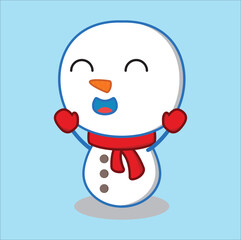 cute snowman vector design illustration line art. Suitable for t-shirt, mug, sticker, etc. Eps 10