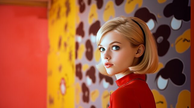A Colorful Wall with a Barbie Doll