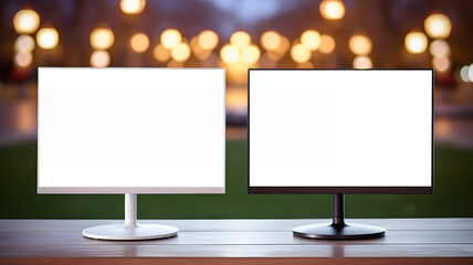 Blank white display screen mockup. Modern monitor template Copy space. - obrazy, fototapety, plakaty