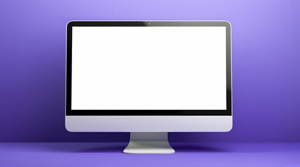 Blank white display screen mockup. Modern monitor template with Copy space. Isolated on solid...