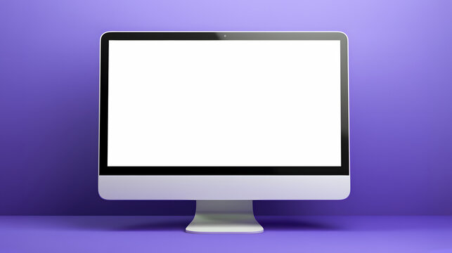 Blank white display screen mockup. Modern monitor template with Copy space. Isolated on solid background.
