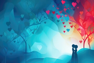 Valentine's day background with beautiful romantic couple. Abstract background for Valentine's Day or International Flirting Week.  - obrazy, fototapety, plakaty