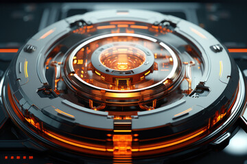 A futuristic technology template with a metallic sheen, offering a high-tech ambiance for innovative concepts. Generative Ai.