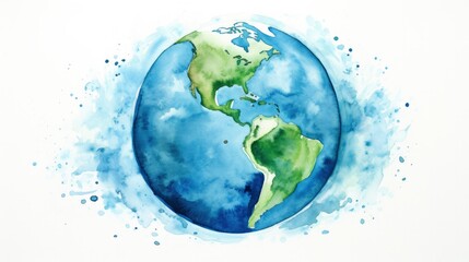 Watercolor Earth. Celebrating World Earth Day with Environmental Protection.