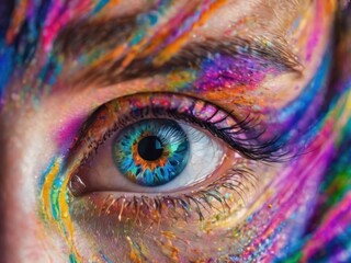 Woman's colorful painting art eye illustration