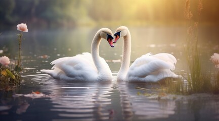 Fototapeta premium Two swans on the lake