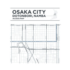 大阪の道頓堀・なんばのシンプルなアクセスマップ