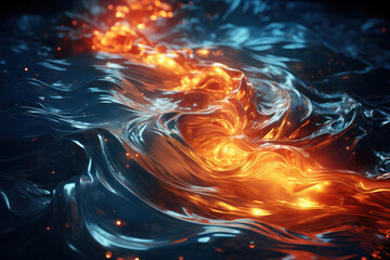 A river flowing with luminescent liquid, representing the fluidity and dynamic nature of ideas....