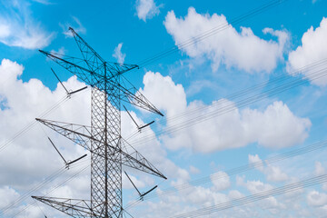 High voltage power lines tower